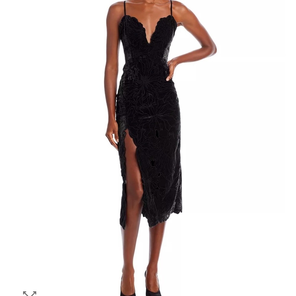 Ramy Brook Haven Floral Broderie Gown Dress Womens 00 Black Velvet Designer NWT